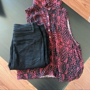 Forever21 high rise size 29 black jeans with and black top